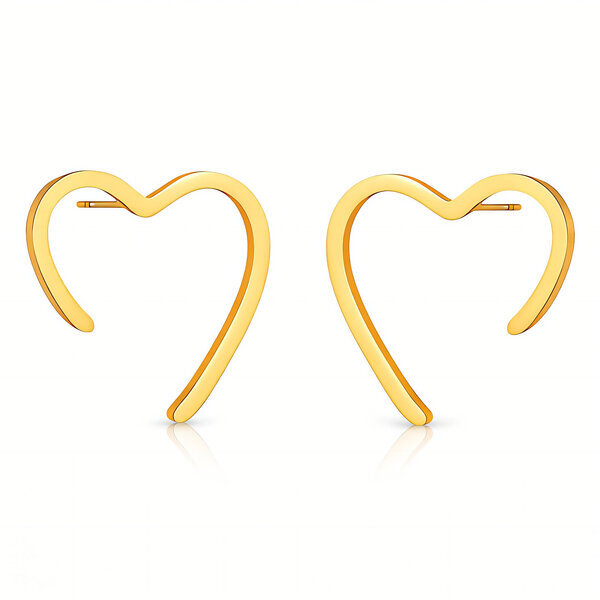 "Hearts" Earrings, 18K Gold Plated Steel